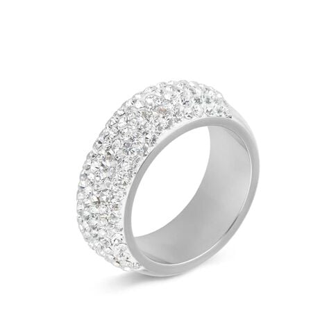 Anello Fascia Aura Acciaio Cristallo - Anelli a Fascia Larga Donna | Stroili