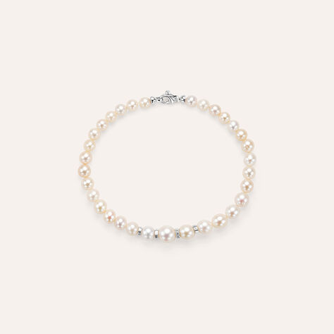 Bracciale Gold Pearls Oro Bianco Perla D'Acqua Dolce Diamante - Bracciali Donna | Stroili