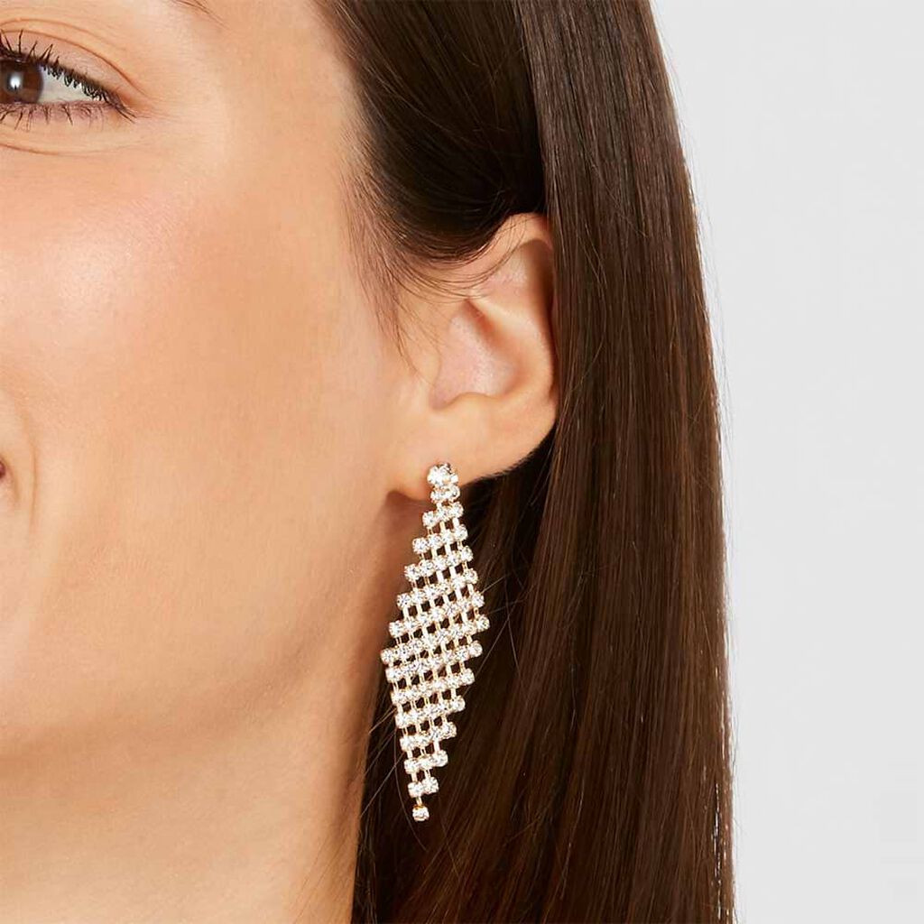 Orecchini Pendenti Romantic Shine Metallo Dorato Cristallo - Orecchini Pendenti Donna | Stroili