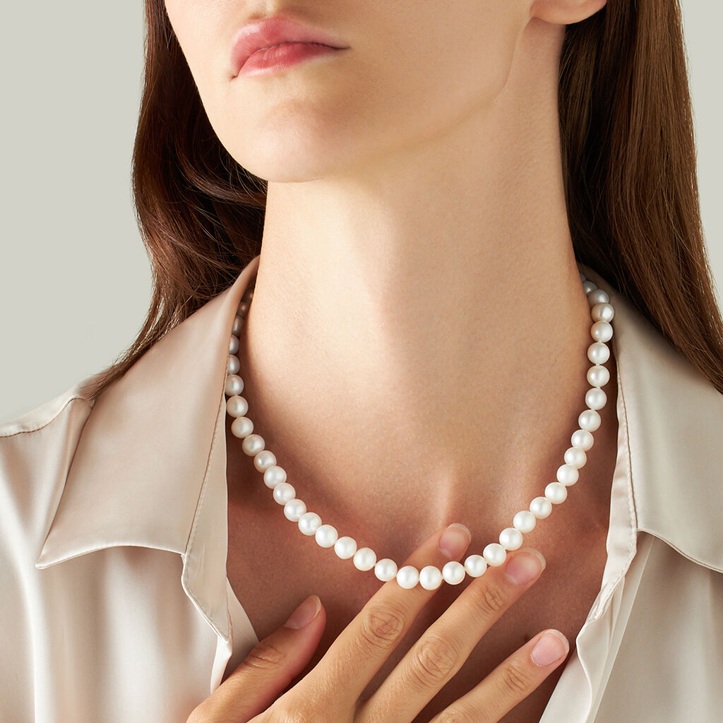 Collana Gabrielle Oro Bianco Perla D'Acqua Dolce - Collane Donna | Stroili