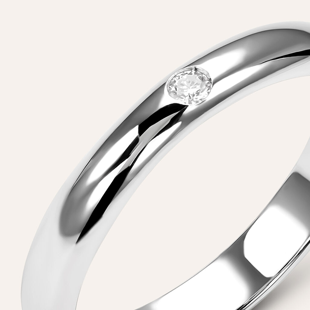 Fede Classica Leggera 3.2 mm Oro Bianco Diamante - Anelli con Incisione Unisex | Stroili