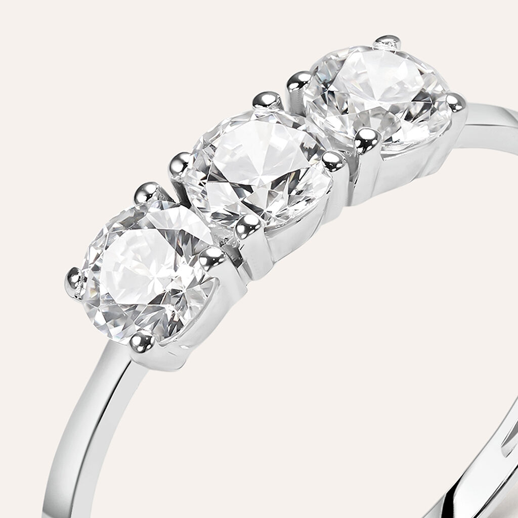Anello Trilogy Claire Oro Bianco Cubic Zirconia - Anelli con Pietre Donna | Stroili