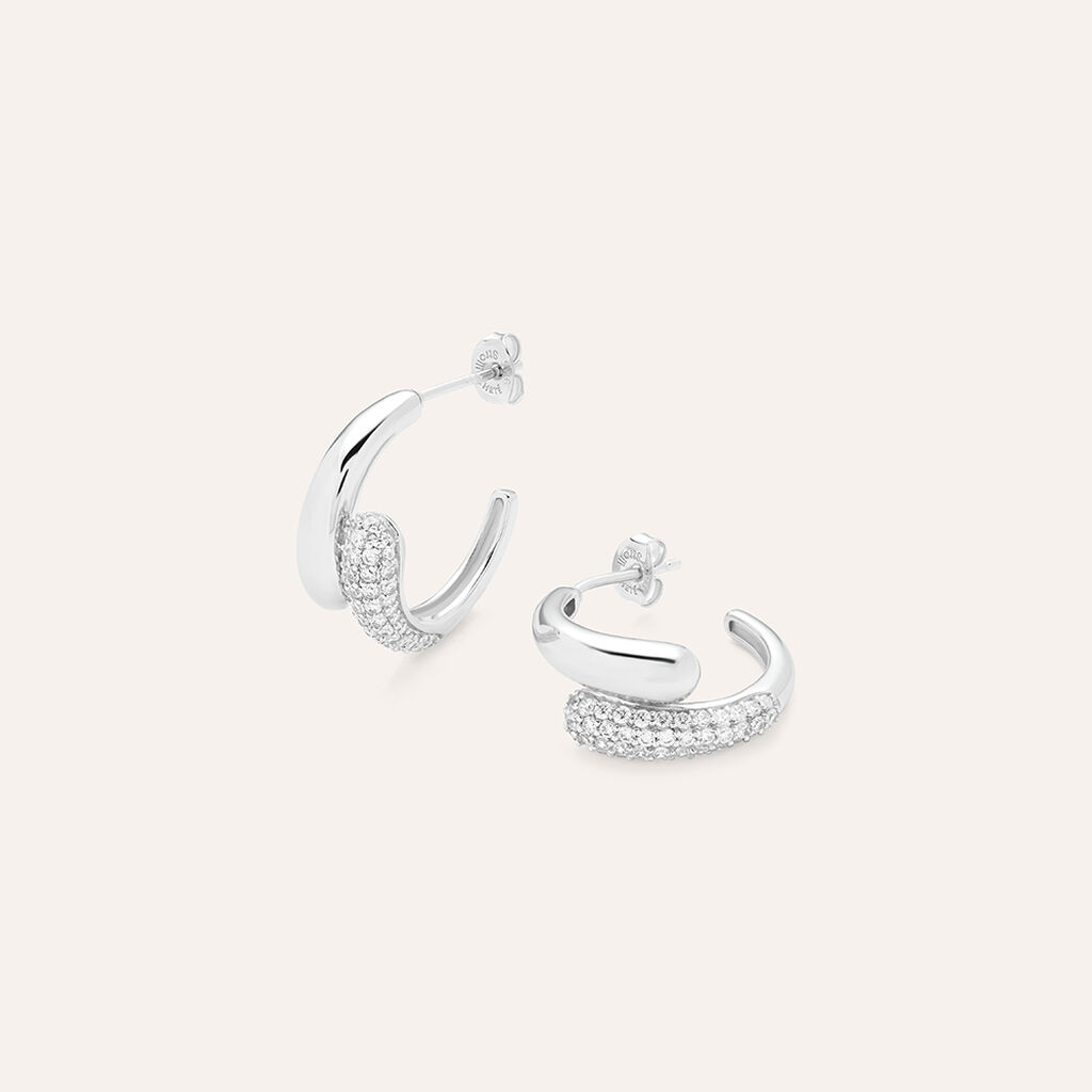 Orecchini A Cerchio Silver Shine Argento Rodiato Cubic Zirconia