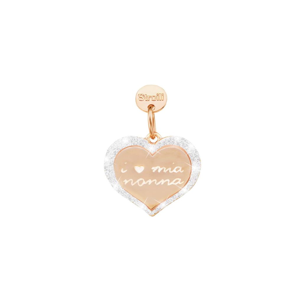 Charm in argento rosato e glitter