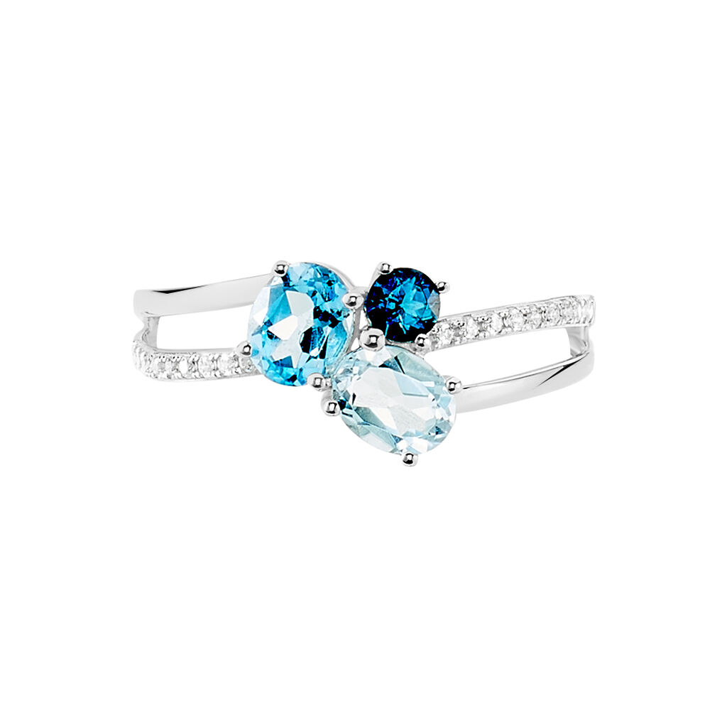 Anello Trilogy Am&eacute;lie Oro Bianco Topazio Cubic Zirconia