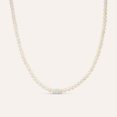 Collana Gabrielle Oro Bianco Perla D'Acqua Dolce Cristallo - Collane Donna | Stroili