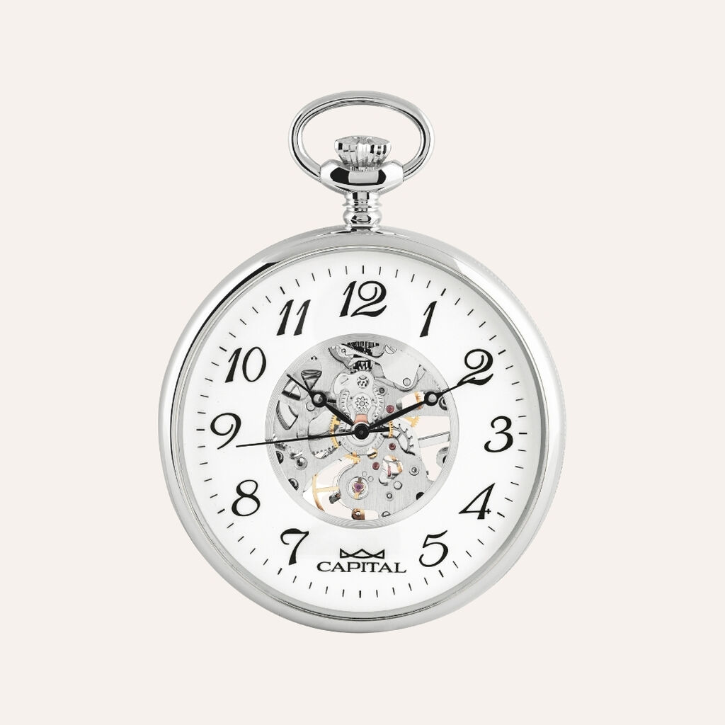 Set Orologio Meccanico da Tasca Capital in Metallo e Stand in Metallo