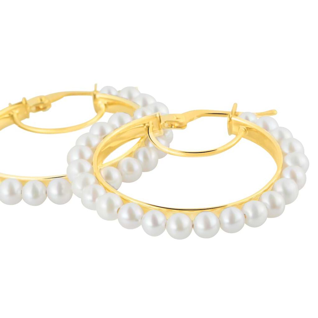 Orecchini A Cerchio Gabrielle Oro Giallo Perla D'Acqua Dolce - Orecchini a Cerchio Donna | Stroili
