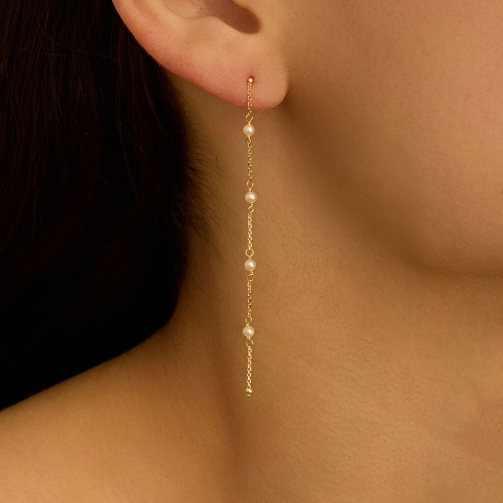 Orecchini Pendenti Gabrielle Oro Giallo Perla D'Acqua Dolce