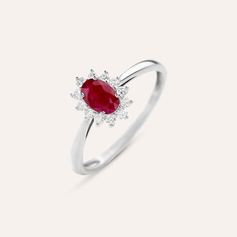 Anello Solitario Kate Charlotte Oro Bianco Rubino Diamante - Anelli con Pietre Donna | Stroili