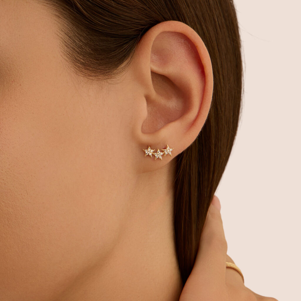 Orecchini Lobo Bon Ton Oro Giallo Cubic Zirconia