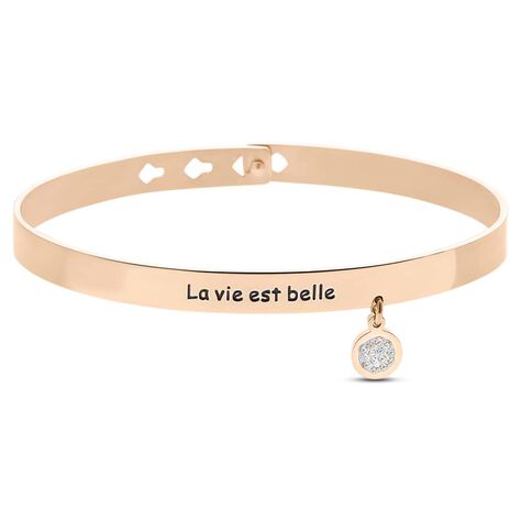 Bangle Lady Message Acciaio Rosa Cristallo - Bracciali Rigidi Donna | Stroili