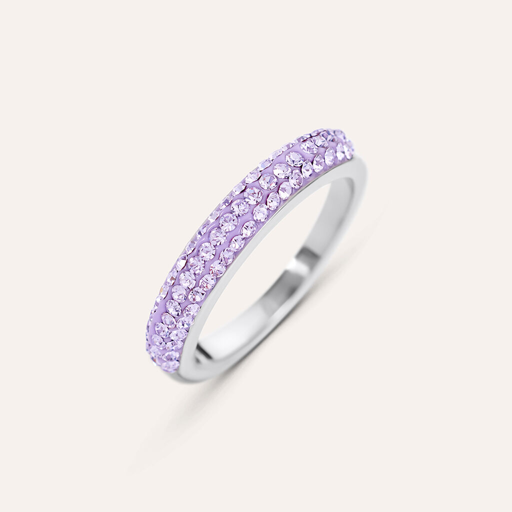 Anello Fascia Aura Acciaio Cristallo