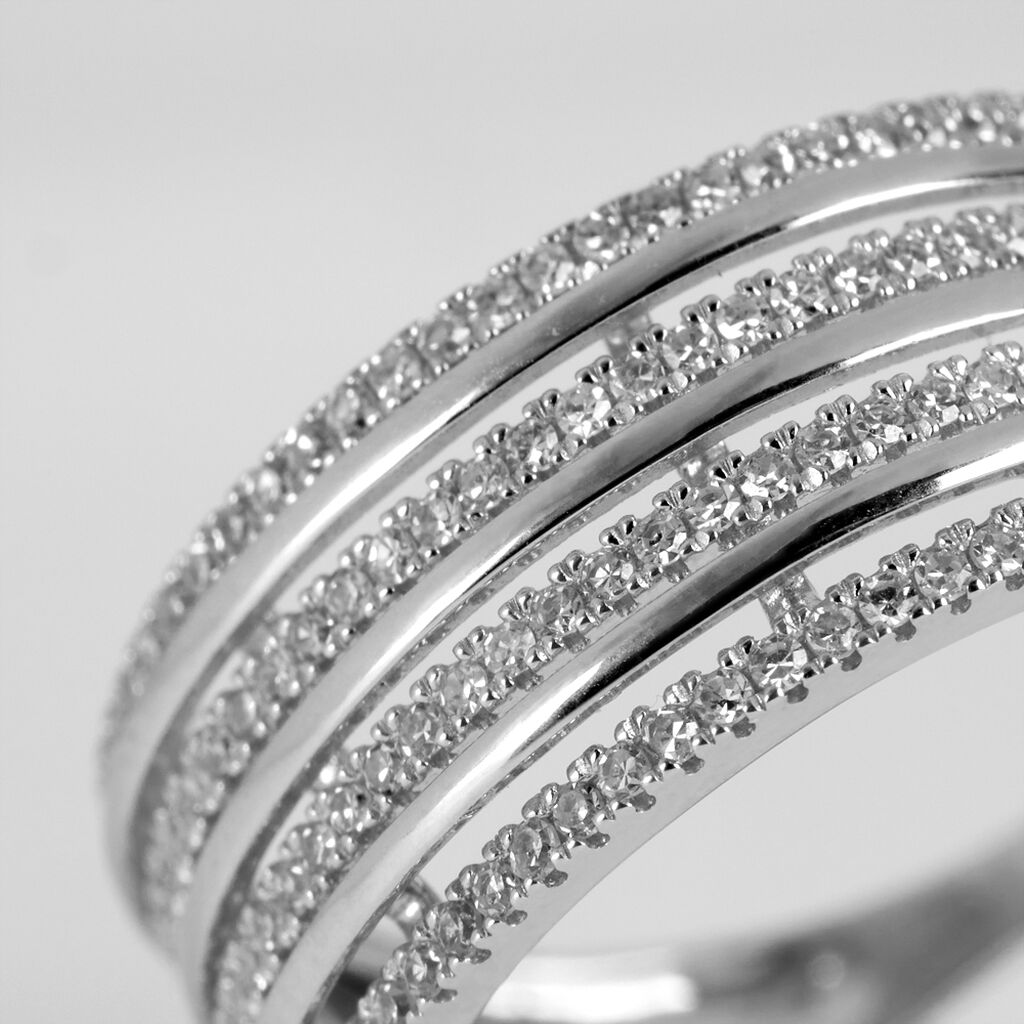 Anello Fascia Sophia Oro Bianco Diamante - Anelli a Fascia Larga Donna | Stroili