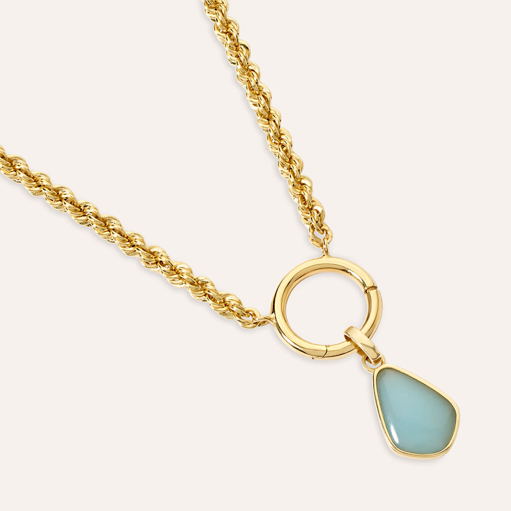 Pendente Po&egrave;me Oro Giallo Amazzonite