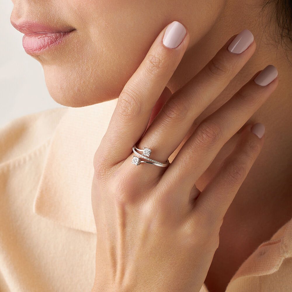 Anello Fantasia Petali Oro Bianco Diamante 1681029 Stroili