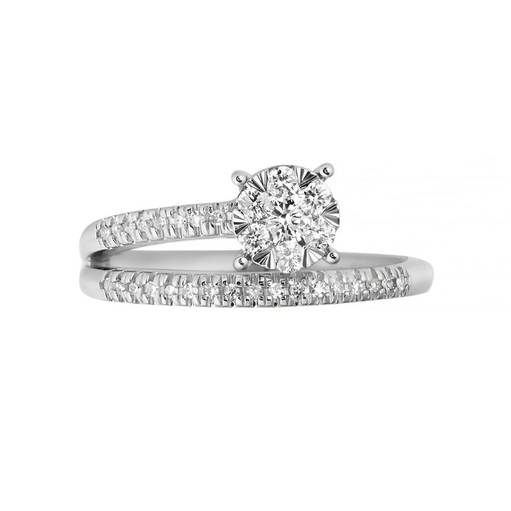 Anello Solitario Petali Oro Bianco Diamante - Anelli con Pietre Donna | Stroili