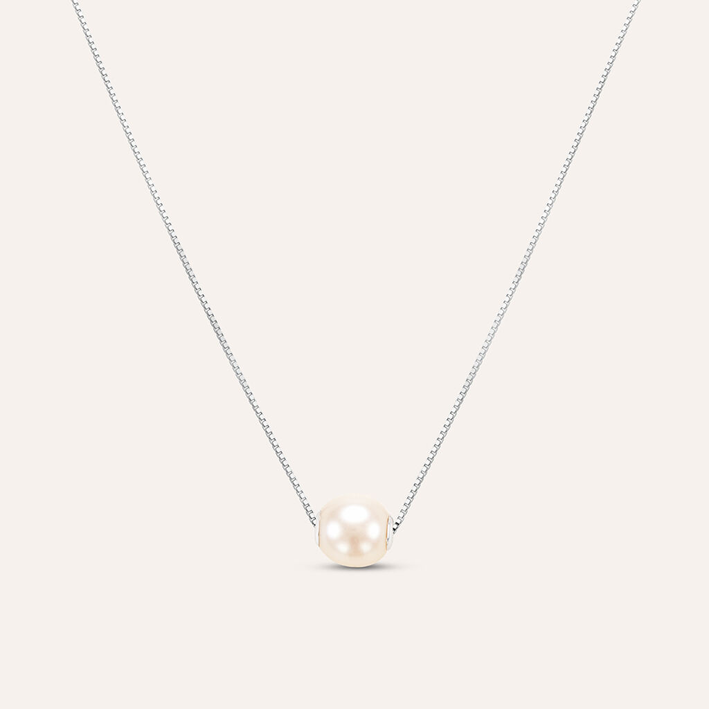 Collana Gabrielle Oro Bianco Perla D'Acqua Dolce