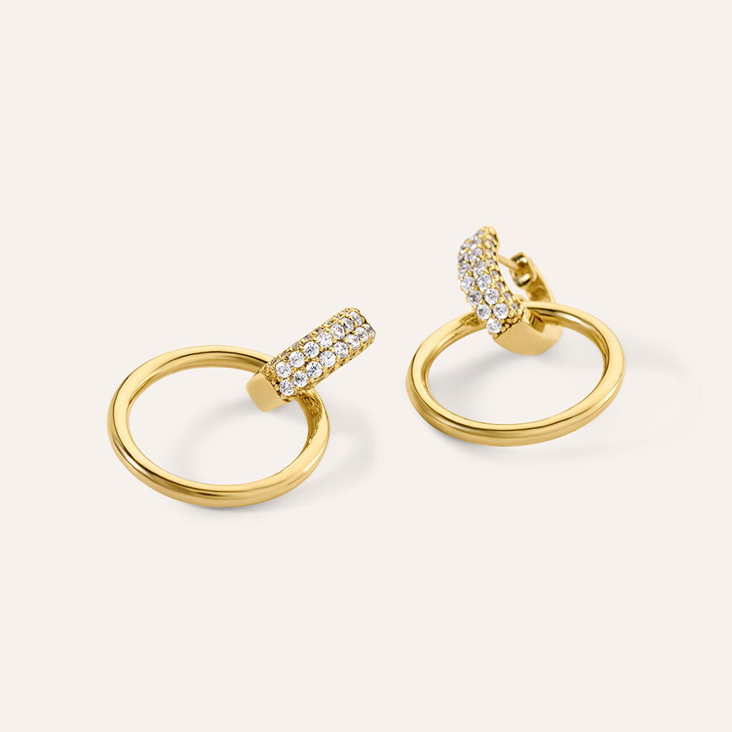 Orecchini A Cerchio Desideria Argento Nobile Dorato Cubic Zirconia