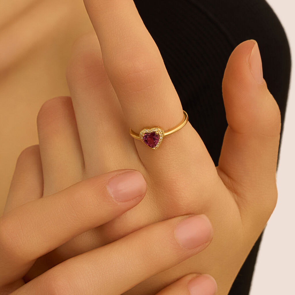 Anello Solitario Jasmine Oro Giallo Rodolite Diamante