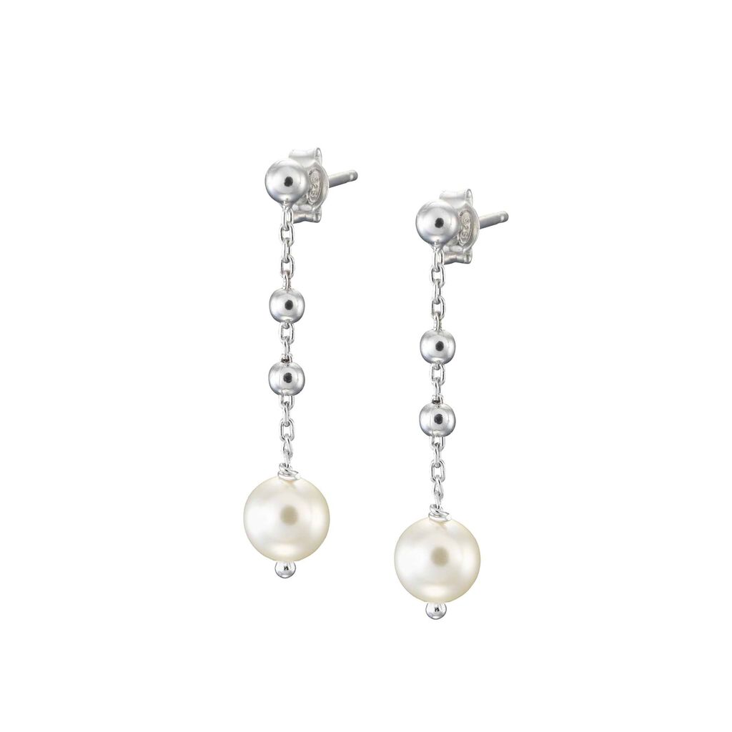 Orecchini In Argento 925 Rodiato E Perle