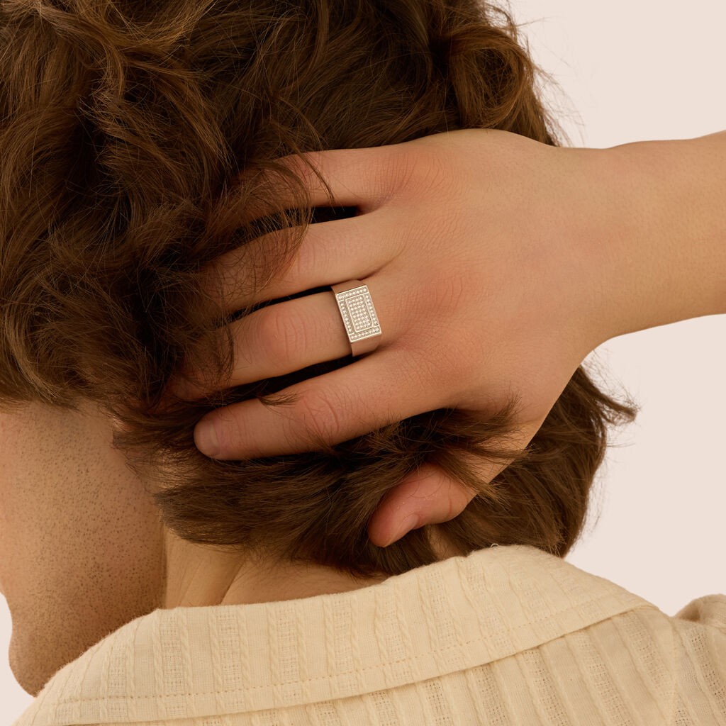 Anello Chevalier Gentleman Argento Rodiato Cubic Zirconia