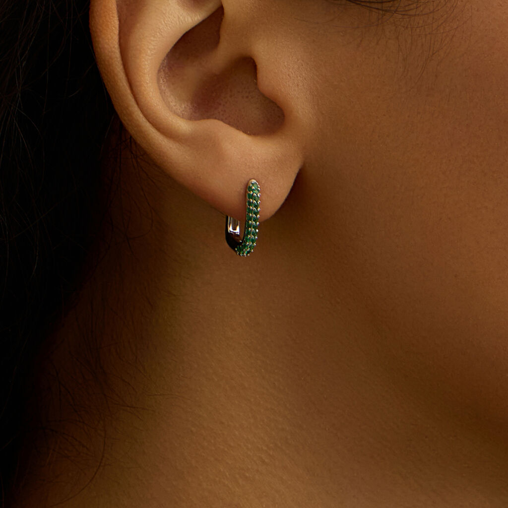 Orecchini A Cerchio Silver Rainbow Argento Rodiato Cubic Zirconia