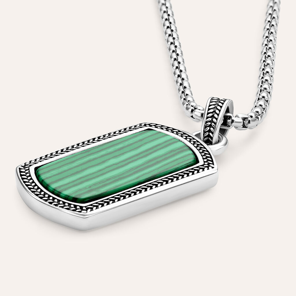 Collana Man Code Acciaio Malachite