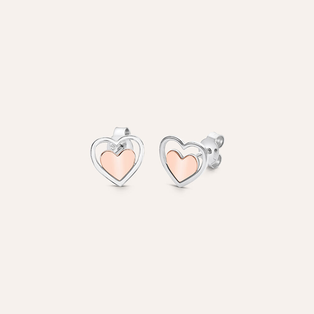 Orecchini Lobo Silver Collection Argento Bicolore Bianco / Rosa - Orecchini a Lobo Donna | Stroili