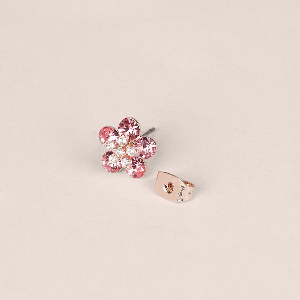 Orecchini Lobo Romantic Shine Ottone Rosa Cristallo - Orecchini a Lobo Donna | Stroili