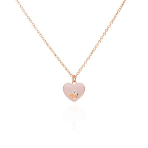 Collana in acciaio rosato e strass con ciondolo a forma di cuore - Collane Donna | Stroili