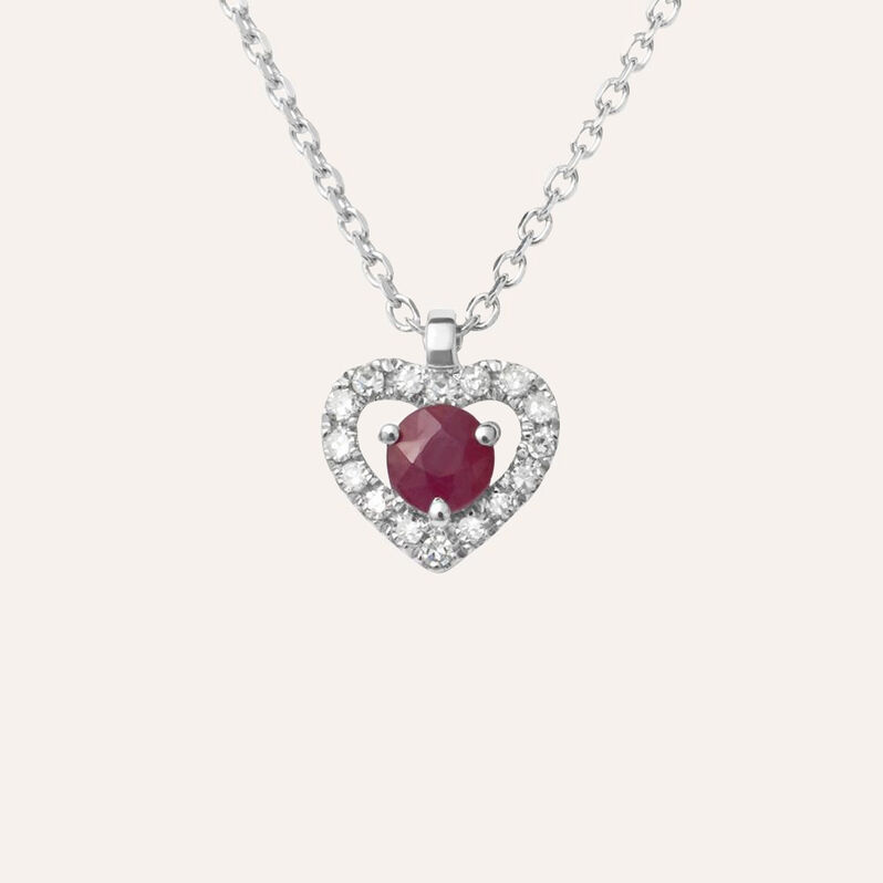 Collana Charlotte Oro Bianco Rubino Diamante - Collane Donna | Stroili