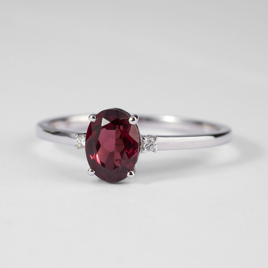 Anello Solitario Jasmine Oro Bianco Rodolite Diamante - Anelli con Pietre Donna | Stroili