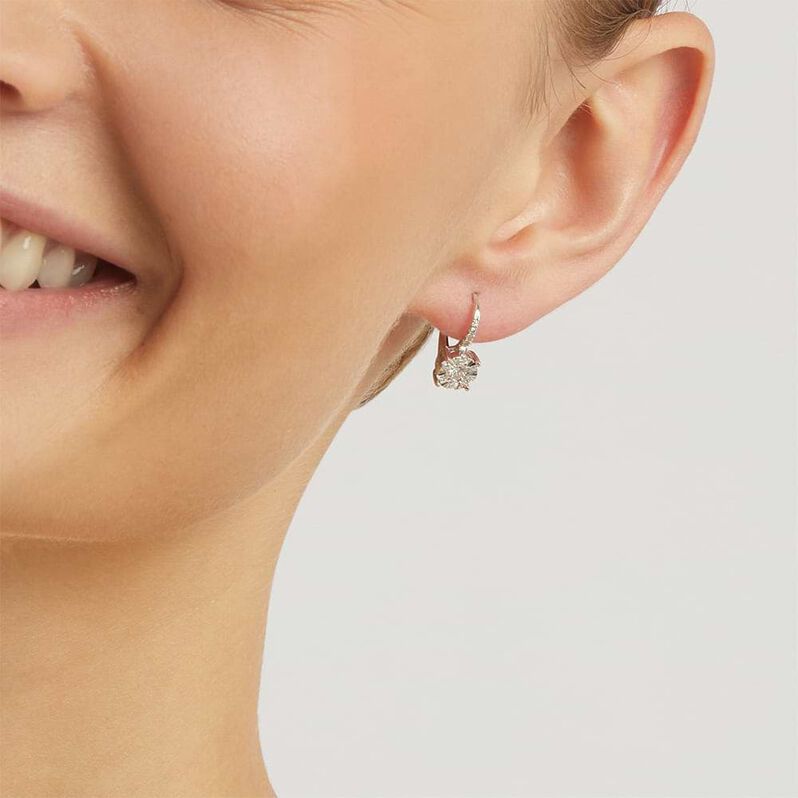 Orecchini Lobo Punto Luce Petali Oro Bianco Diamante - Orecchini a Lobo Donna | Stroili