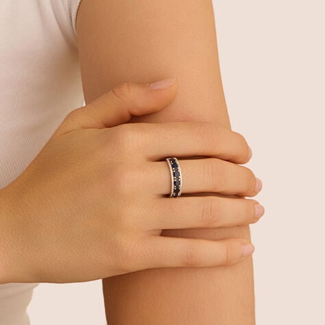 Anello Fascia Charlotte Oro Bianco Zaffiro Diamante - Anelli con Pietre Donna | Stroili
