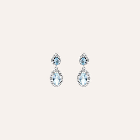 Orecchini Lobo Acquamarina Oro Bianco Acquamarina Diamante Diamante - Orecchini a Lobo Donna | Stroili