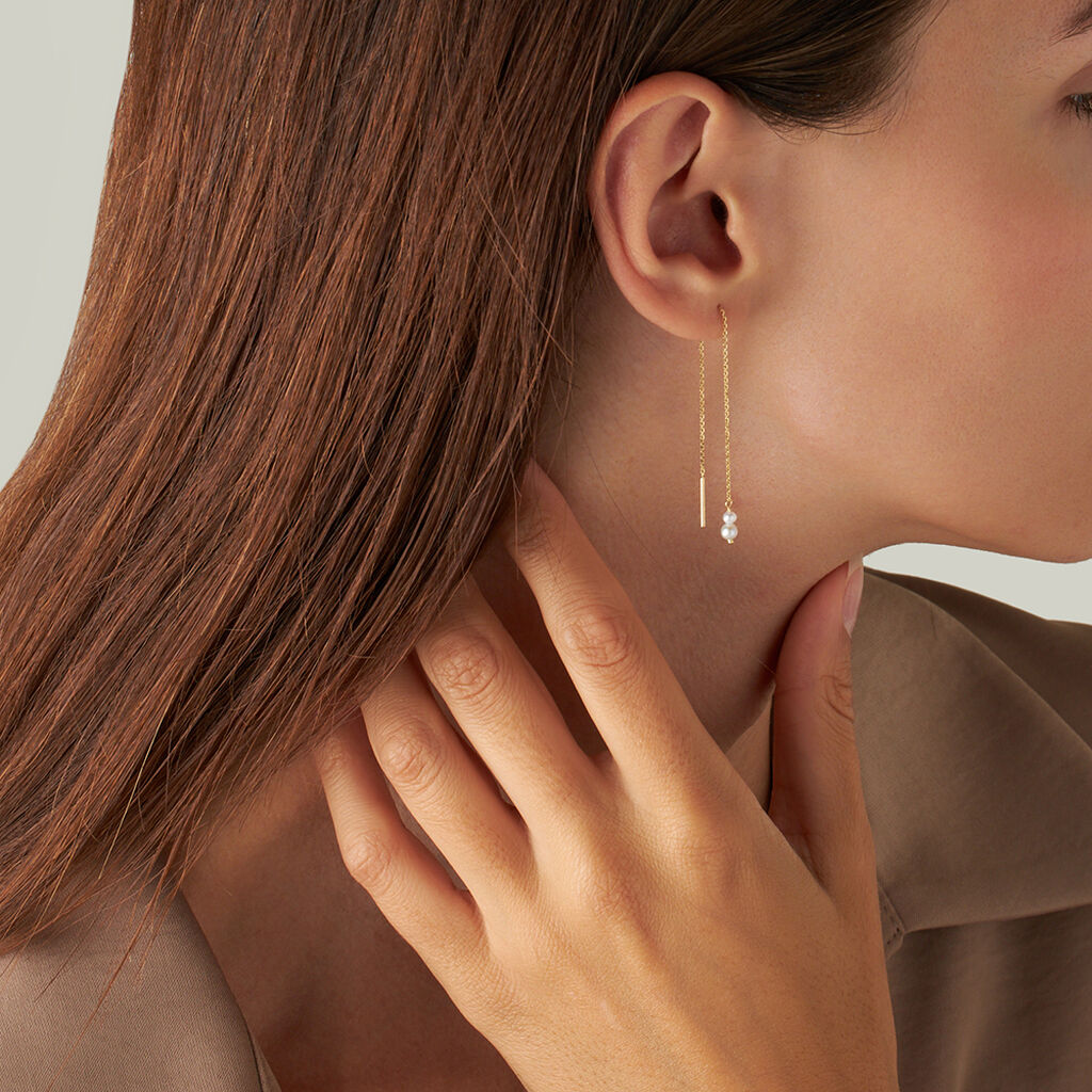 Orecchini Pendenti Con Perle D'acqua Dolce. Perle Bianche Da 6,5-7 Mm - Foto 8