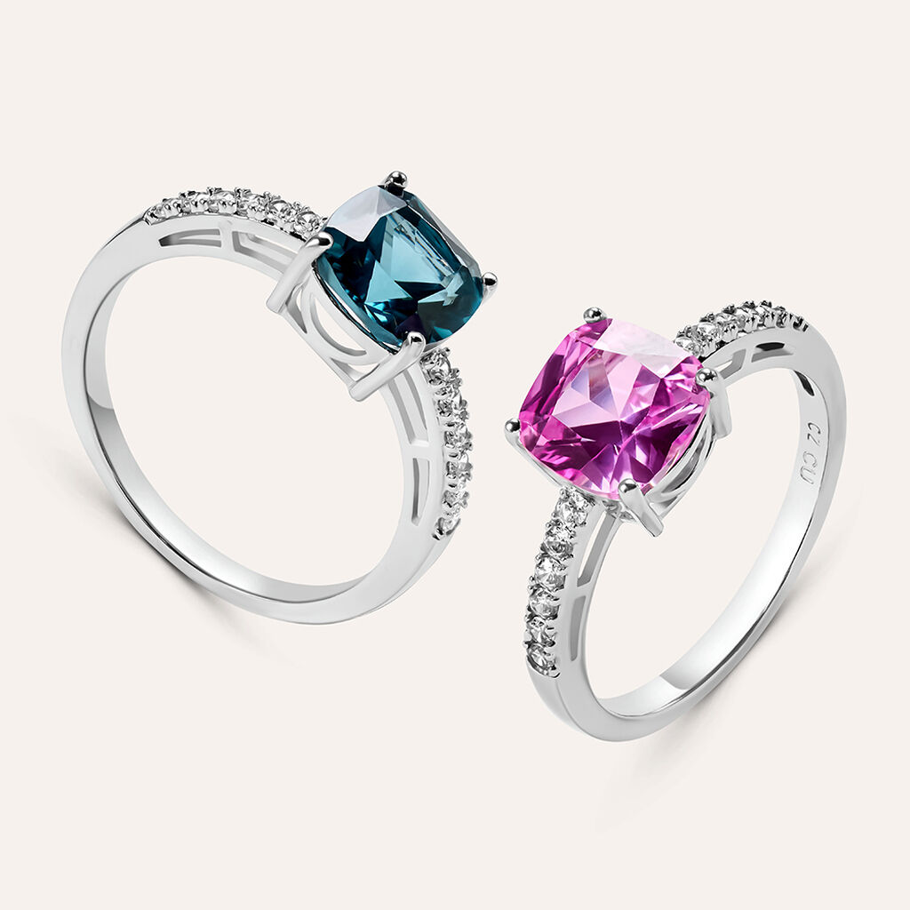 Anello Solitario Silver Rainbow Argento Rodiato Cubic Zirconia