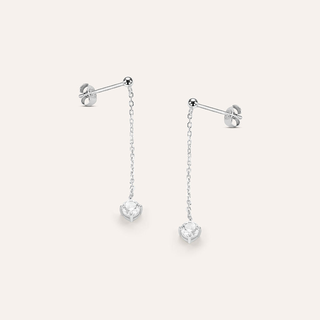 Orecchini Pendenti Punto Luce Silver Elegance Argento Rodiato Cubic Zirconia