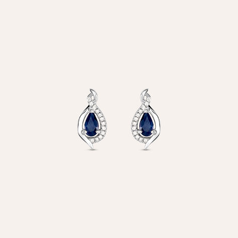 Orecchini Lobo Charlotte Oro Bianco Zaffiro Diamante - Orecchini a Lobo Donna | Stroili