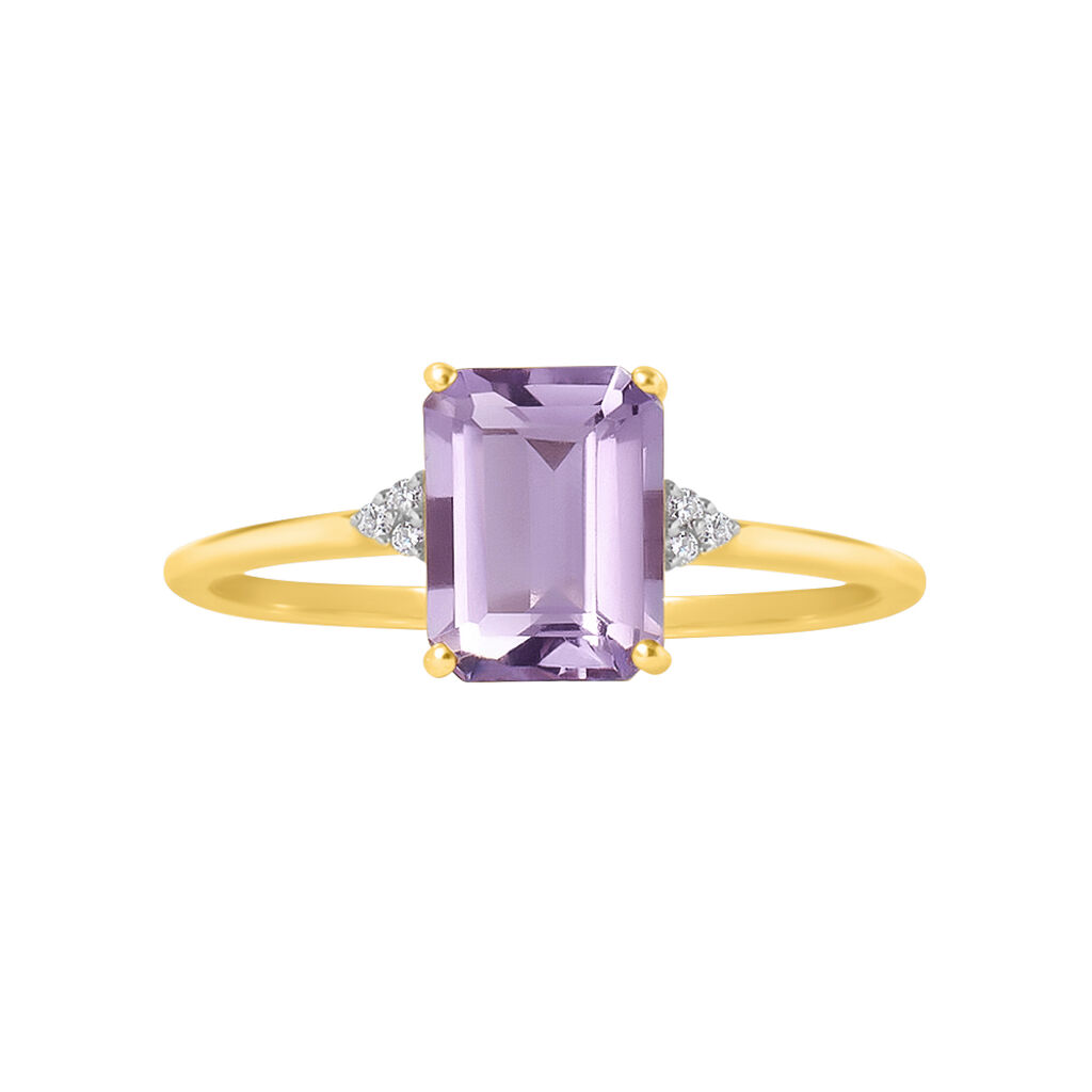 Anello Solitario Amélie Oro Giallo Ametista Cubic Zirconia - Anelli con Pietre Donna | Stroili