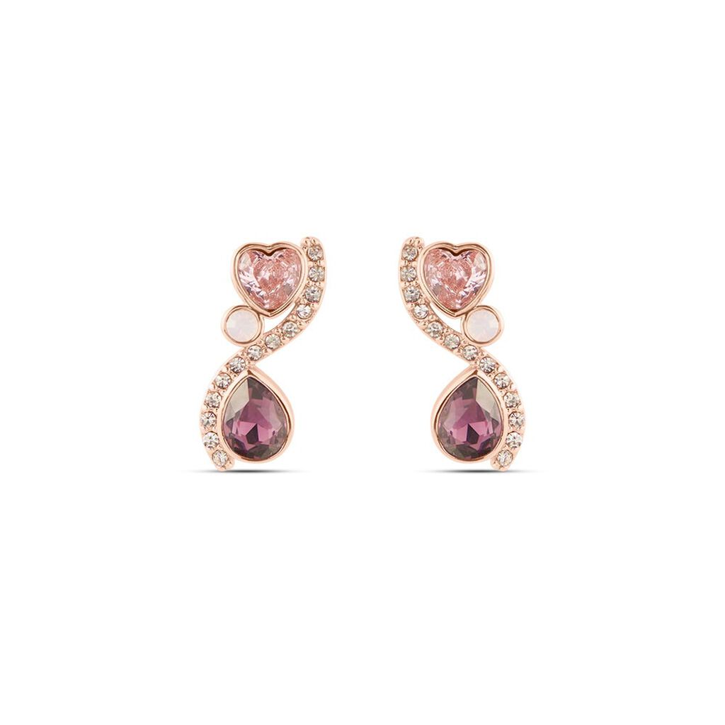 Orecchini Lobo Violet Ottone Rosa Cristallo - Orecchini a Lobo Donna | Stroili