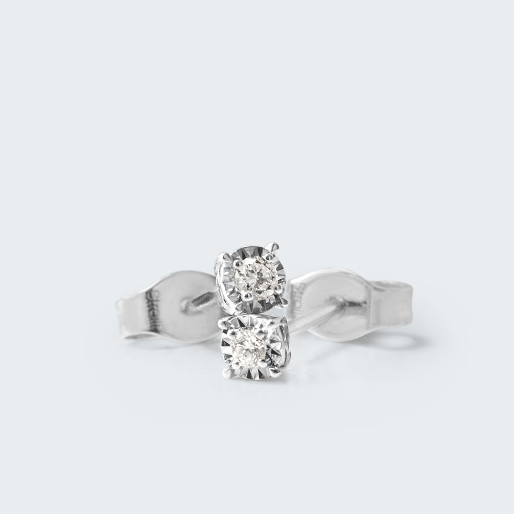 Orecchini Lobo Punto Luce Diamotion Oro Bianco Diamante - Orecchini a Lobo Donna | Stroili