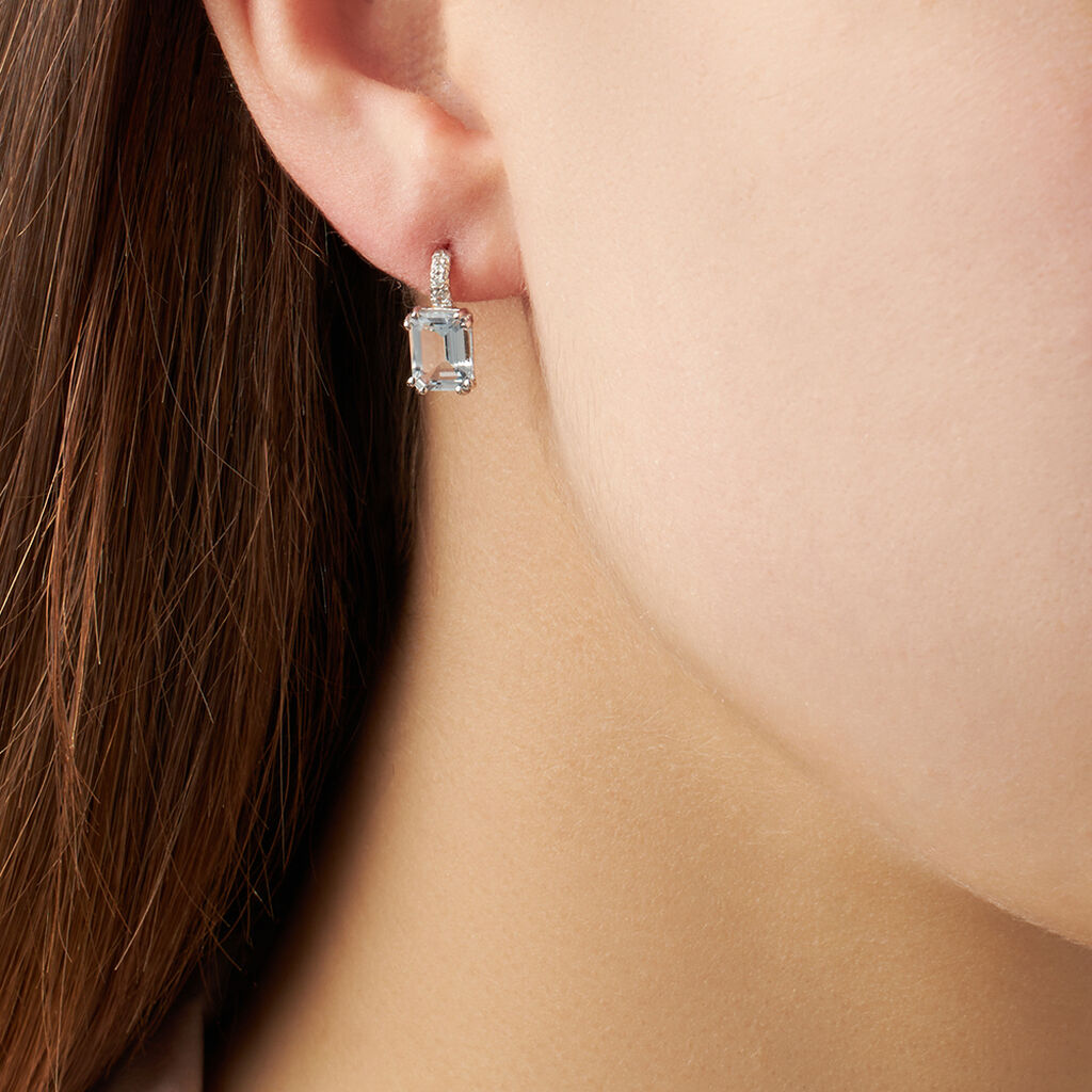 Orecchini Lobo Acquamarina Oro Bianco Acquamarina Diamante - Orecchini a Lobo Donna | Stroili