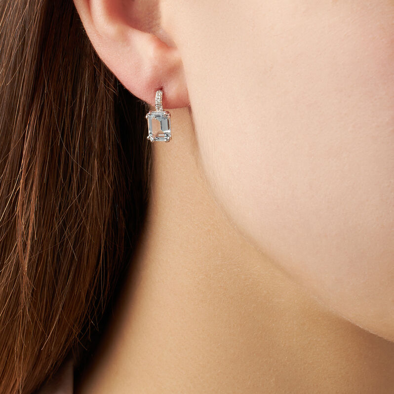Orecchini Lobo Acquamarina Oro Bianco Acquamarina Diamante - Orecchini a Lobo Donna | Stroili