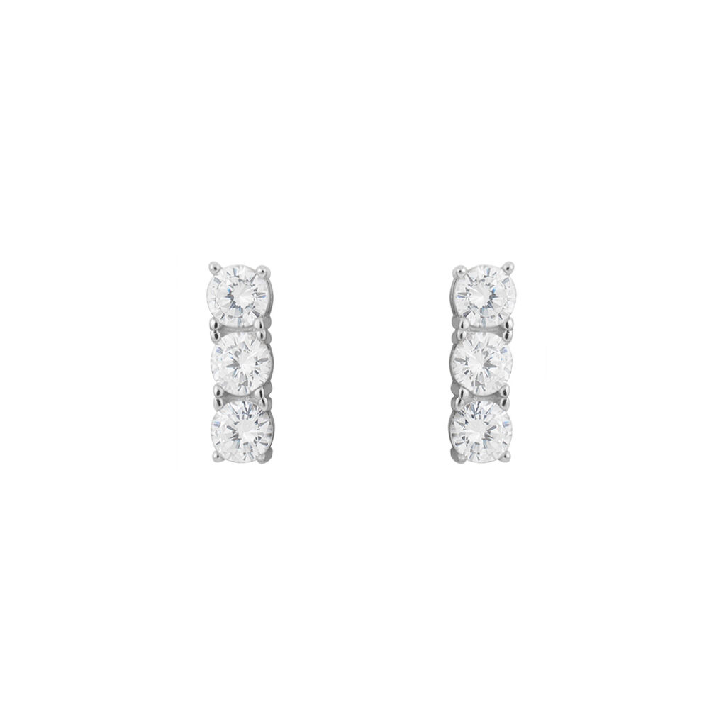 Orecchini Lobo Trilogy Silver Elegance Argento Rodiato Cubic Zirconia - Orecchini a Lobo Donna | Stroili