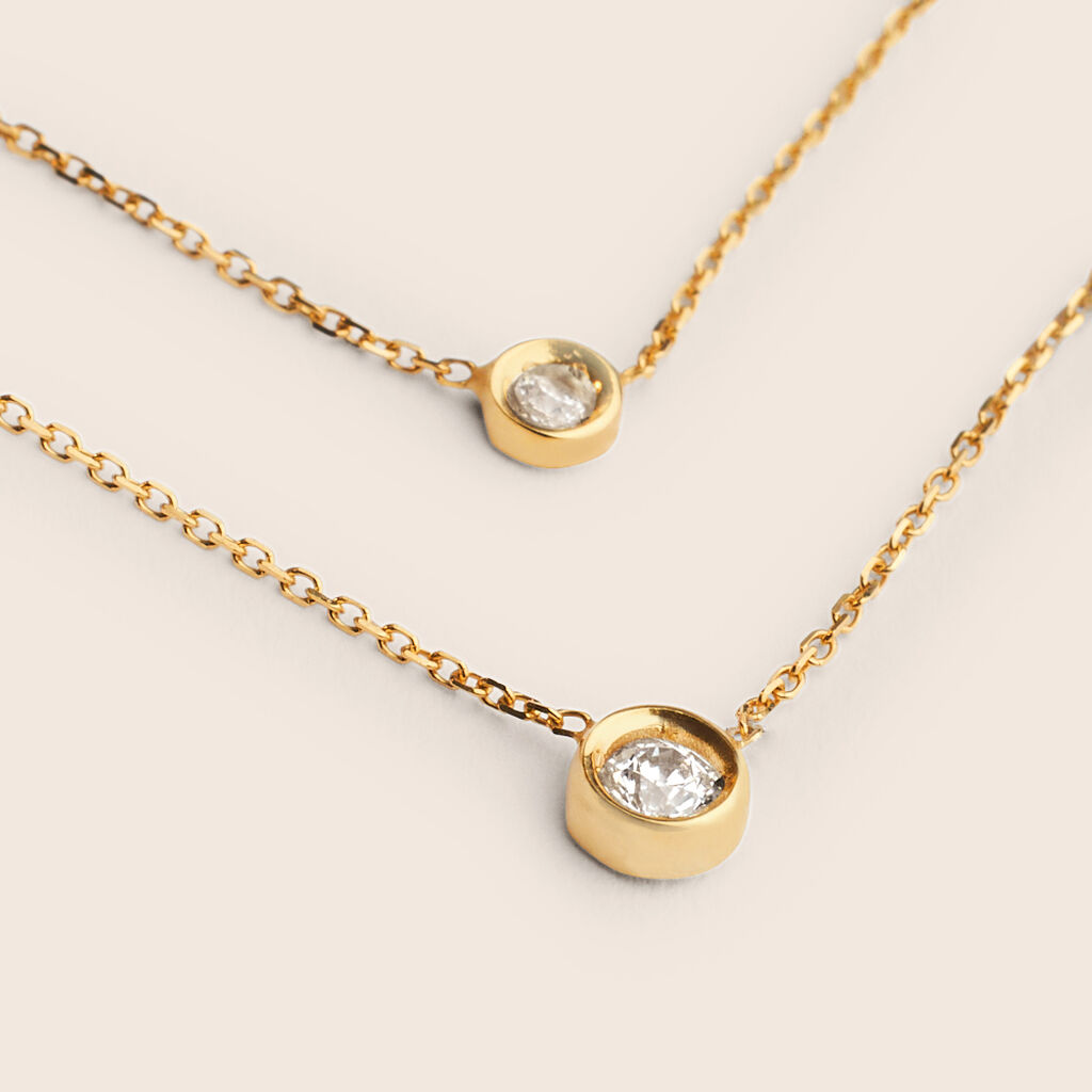 Collana Doppio Punto Luce Claire Oro Giallo Cubic Zirconia - Collane Punto Luce Donna | Stroili