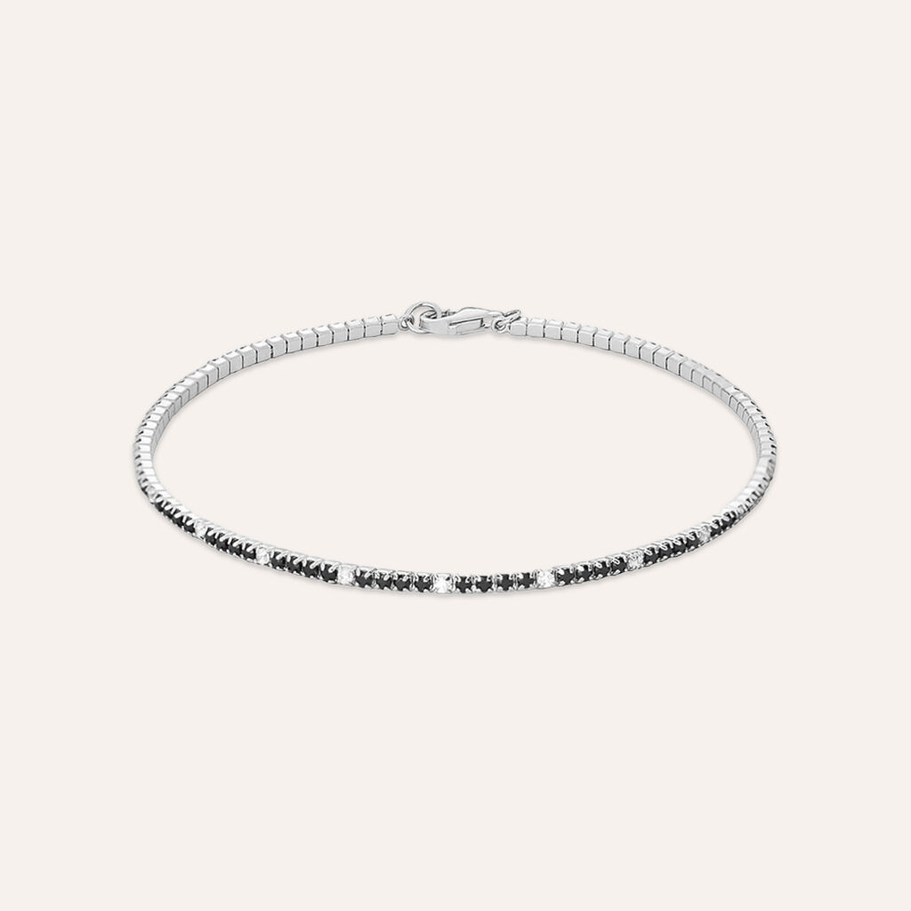 Bracciale Tennis Gentleman Argento Rodiato Cubic Zirconia