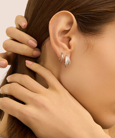 Orecchini A Cerchio Silver Shine Argento Rodiato Cubic Zirconia