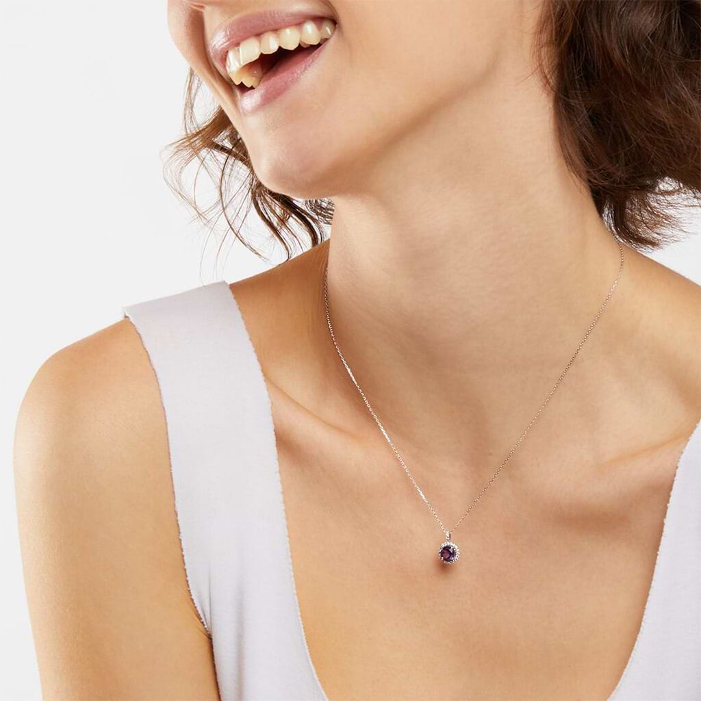 Collana Punto Luce Amélie Oro Bianco Ametista Cubic Zirconia - Collane Punto Luce Donna | Stroili